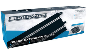 Box packaging for Scalextric track extension pack with straight track pieces for C8554