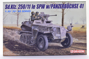 Scale model kit box art: German armored vehicle, Sd.Kfz. 250/11, in action for Dragon 6132