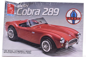 Red Shelby Cobra 289 model kit box art featuring the car for AMT 6587