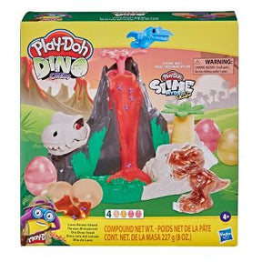Dinosaur playset with volcano, slime, and accessories for creative play for Play-Doh 00732, parts view, product view 1