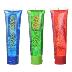 Three colorful, squeezable snack tubes: blue, green, and red for Mountain Sweet 368870