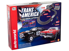 Toy car set box featuring Plymouth and Mercury models for electric racing for Auto World SRS326