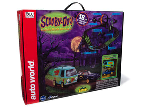 Scooby Doo, Batman, and Robin slot car race set with vehicles and track for Auto World SRS338