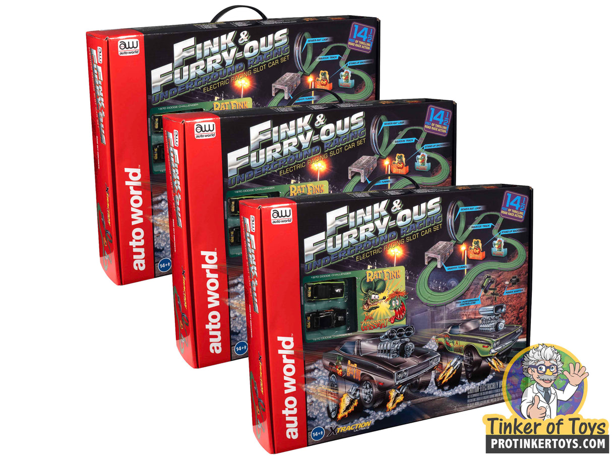14' Rat Fink - Fink & FURRY-OUS Underground Racing Slot Car Set | SRS347 | Auto World