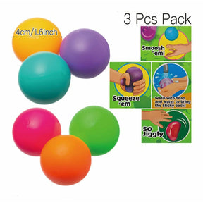 Colorful, squishy stress balls in a 3-piece pack for tactile play for Handee NV3407