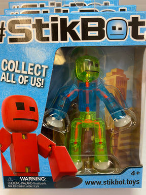 Green and blue StikBot figure in clear plastic packaging for TST616