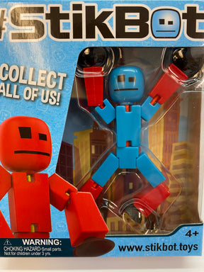 Blue and red StikBot figure in clear plastic packaging for TST616