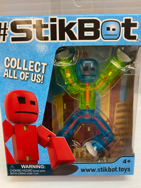 Red and blue/green StikBot figures in packaging for TST616
