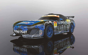 Race car model with zombie comic art, featuring "Driving Dead!" text for Scalextric C3959
