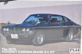Black 1973 Toyopet Corona Mark II-L HT 1/24 scale model car for Nostalgic Heroes NH-11