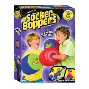 Kids playing with colorful, inflatable boxing pillows for fun for Schylling 23118