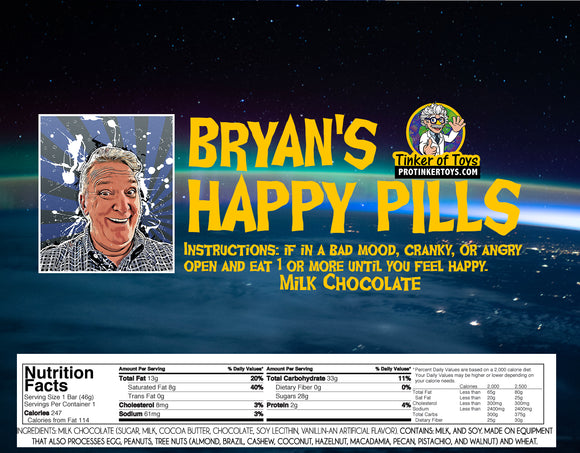 Bryan's Happy Pills | Candy Bar | ProTinkerToys-ProTinkerToys.com-Milk Chocolate-ProTinkerToys