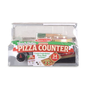 Wooden pizza counter play set with pizza and accessories for children for Melissa and Doug 9465