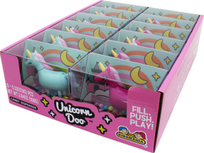 Candy dispenser toy with unicorn-themed sliding pull-out trays for Nassau Candy 31600
