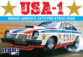 Model kit box art: 1974 Pro Stock Vega race car, USA-1 livery for MPC MPC828
