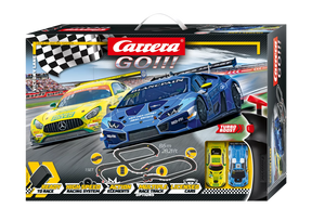 Race car track set with multiple vehicles and accessories for tabletop play for Carrera Go 20061522