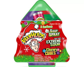 Candy container shaped like a Christmas tree, featuring Warheads sour candy for Nassau Candy 41219