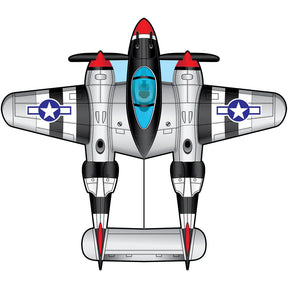 P-38 Lightning replica kite with silver and black paint scheme for Brain Storm 82834